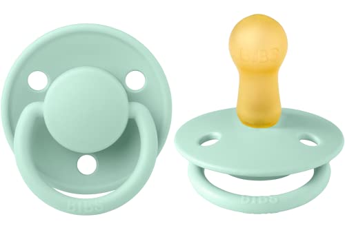 BIBS Pacifiers – De Lux | BPA-Free Natural Rubber Baby Pacifier | Made in Denmark | Set of 2 Soothers (Nordic Mint, 0-6 Months Natural Rubber)