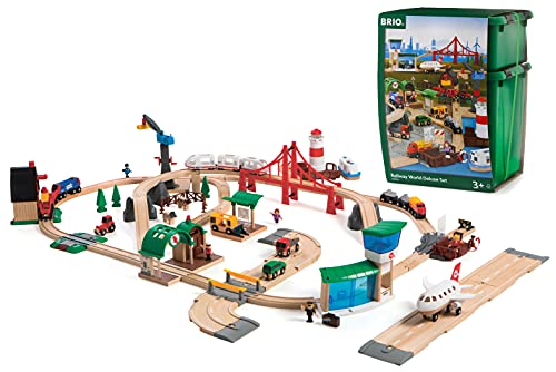Brio World 33766 Railway World Deluxe Set | Wooden Toy Train Set for Kids Age 3 & Up