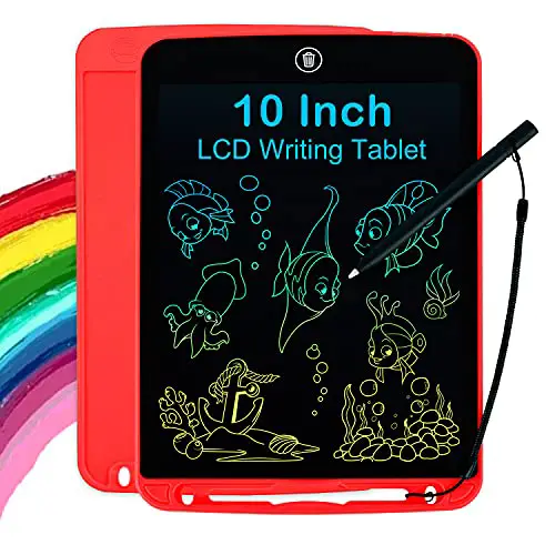 LCD Writing Tablet for Kids 10 Inch, Colorful Doodle Board Drawing Tablet with Lock Function, Erasable Reusable Writing Pad, Educational Christmas Gifts for 3-6 Year Old Girls Boys