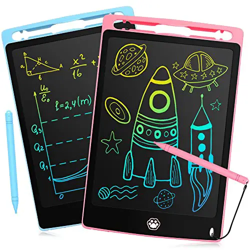 2 Pack LCD Writing Tablet for Kids, 8.5 Inch Drawing Tablet with Colorful Screen, Erasable and Reusable Doodle Board Gift for Girls Boys Toddlers, Digital Writing Tablet, Blue+Pink