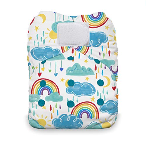 Thirsties Natural One Size All in One Reusable Cloth Diaper, Hook & Loop Closure, Rainbow