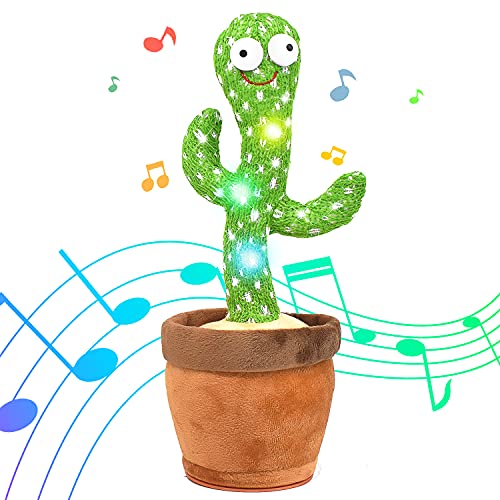 Dancing Cactus Toys, Talking Dancing Cactus Plush Toy Electronic Shake Toys, Repeat English Songs Plush Cactus Toys for Babies, Wiggle Dancing Cactus Plush Toy in Pot Decoration & Children Funny Toys