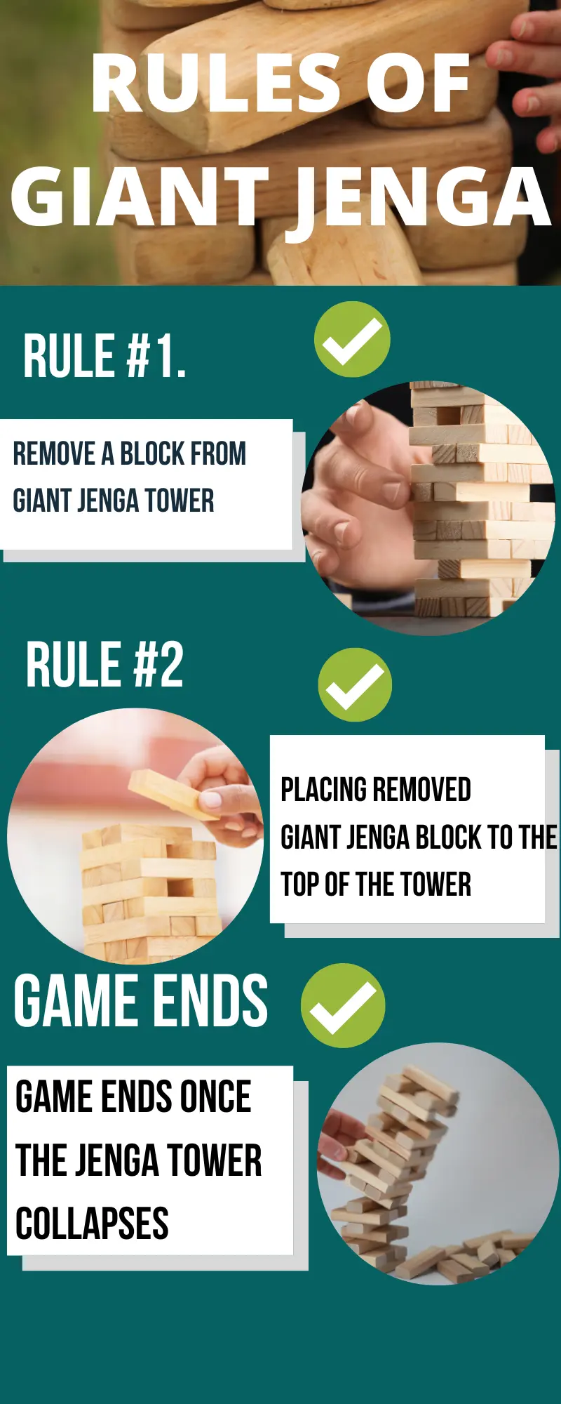 Rules of Giant Jenga Infographics
