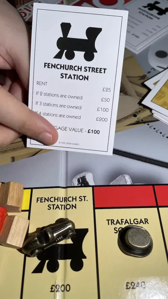 Image of Fenchurch Street Station and its Deed in Monopoly