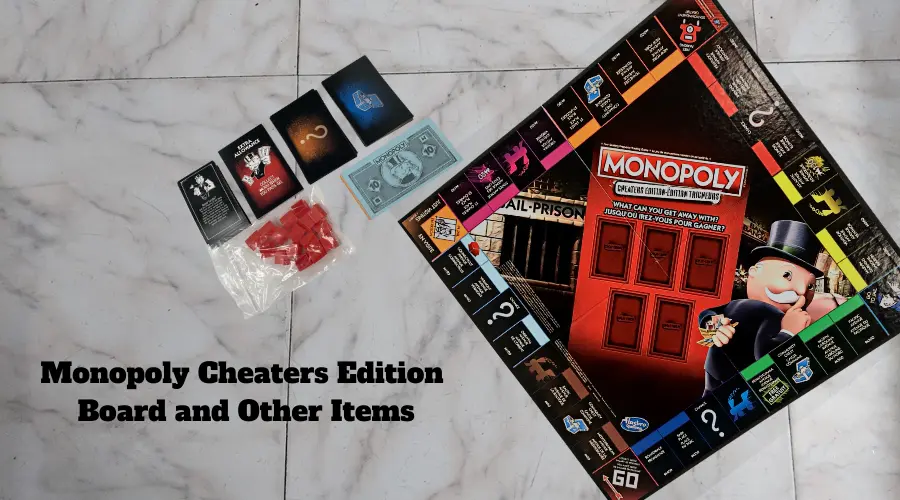 Components of Monopoly Cheaters Edition