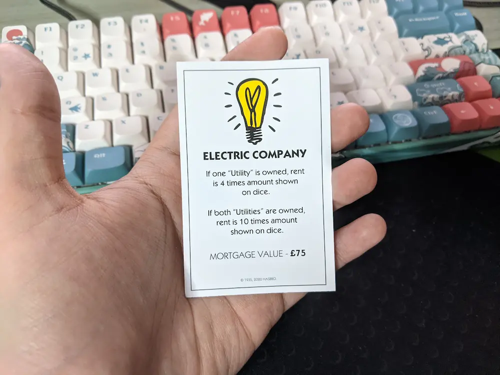 Electric Company Monopoly Card