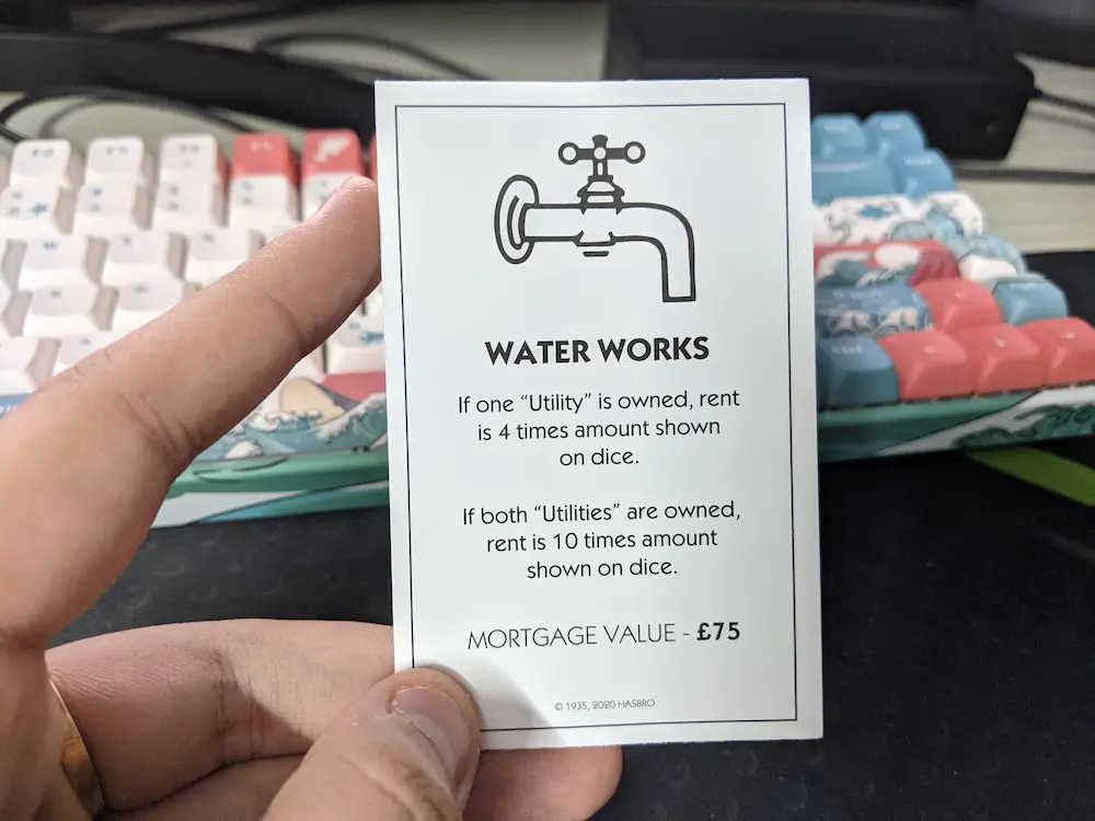Image of Monopoly Water Works Deed Card