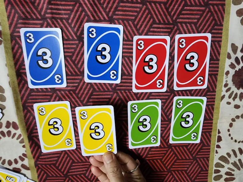 All UNO Number 3 Cards