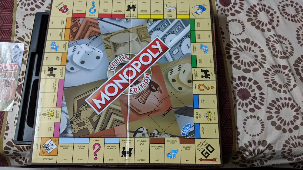 Image of the Monopoly Board. Monopoly is a Typical example of a Board game