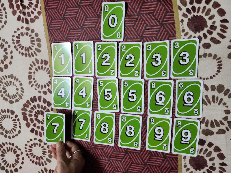 UNO Green Number Cards