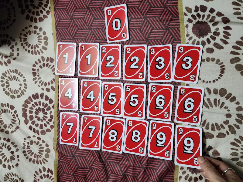 UNO Red Number Cards