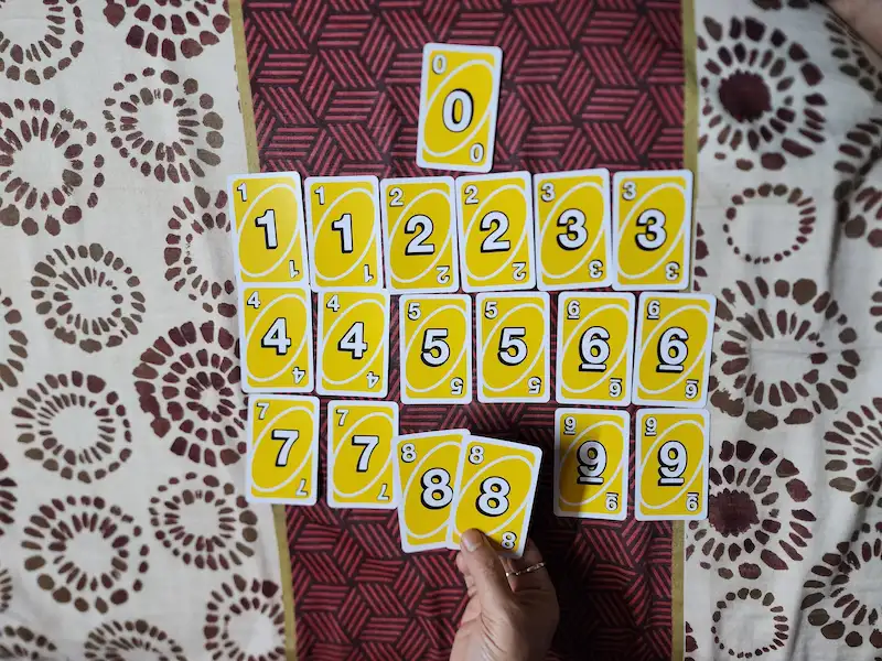 UNO Yellow Number Cards