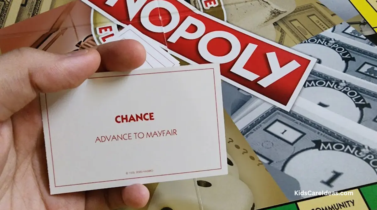 Image of Chance card which reads "Advance to Mayfair"