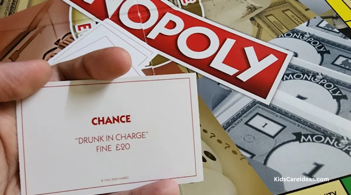 Image of Chance card which reads "Drunk In Charge Fine £20"