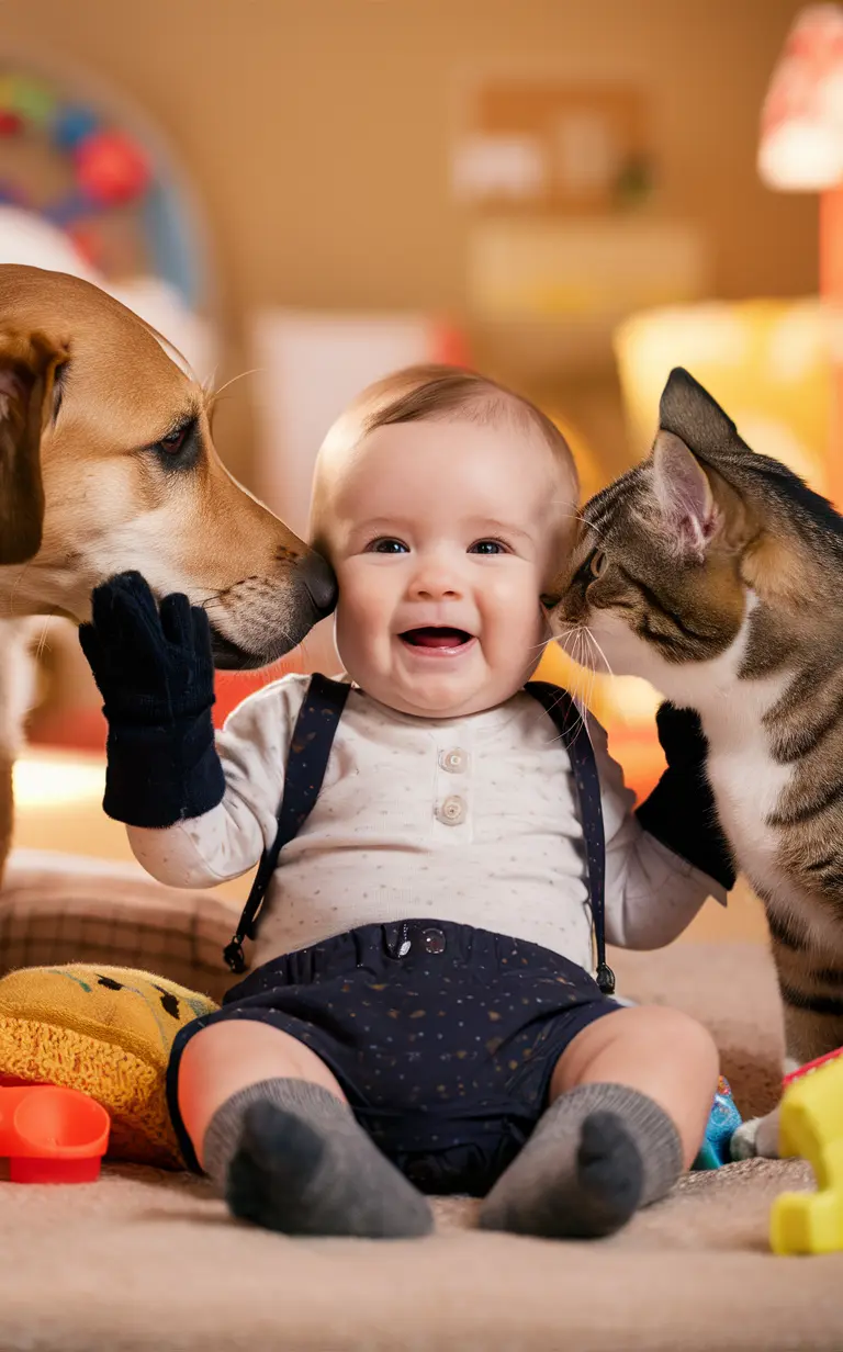 6 month old Playing with Pets