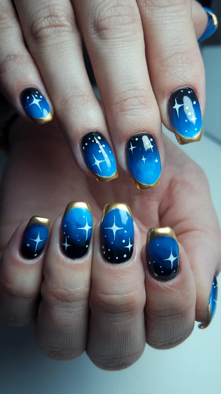 Blue Galaxy Nails