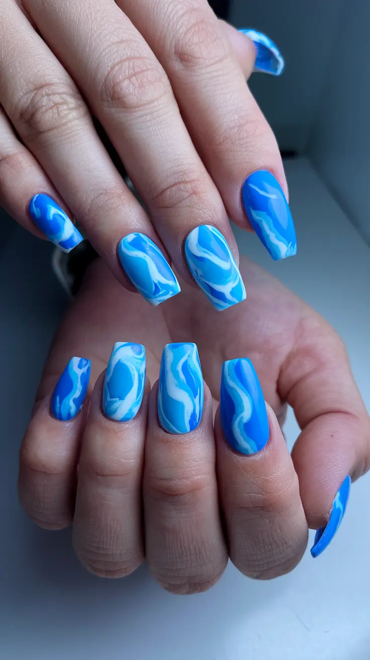 Blue Marble Nails