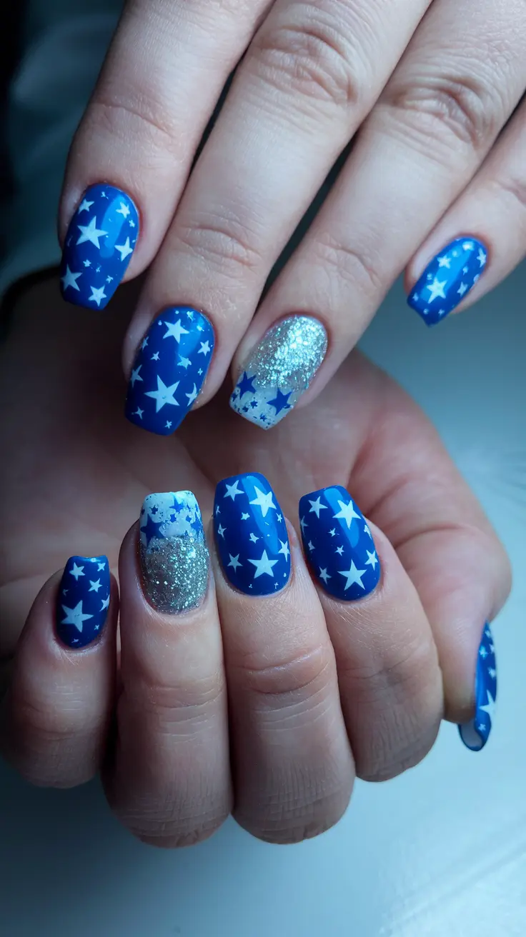 Blue Starry Night Nails