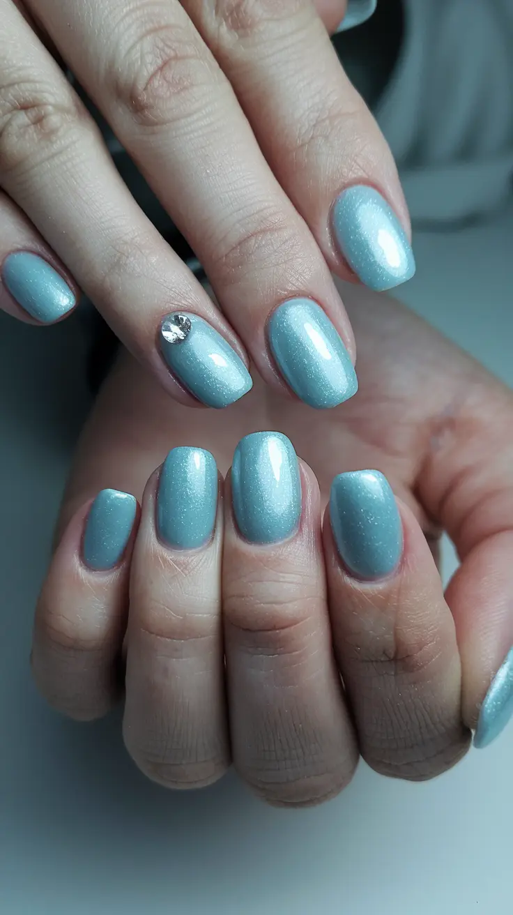 Ice Blue Shimmer Nails