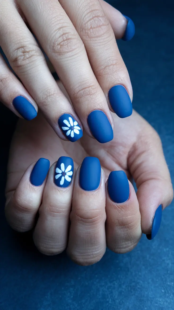 Matte Blue Finish Nails