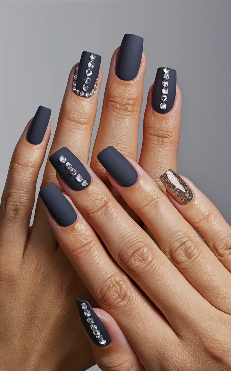 Matte Navy Nails