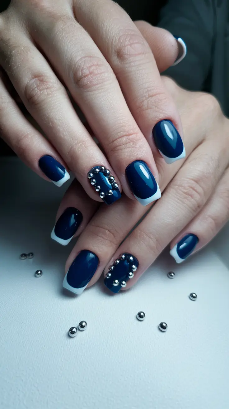 Cute Navy Blue Chic Nails