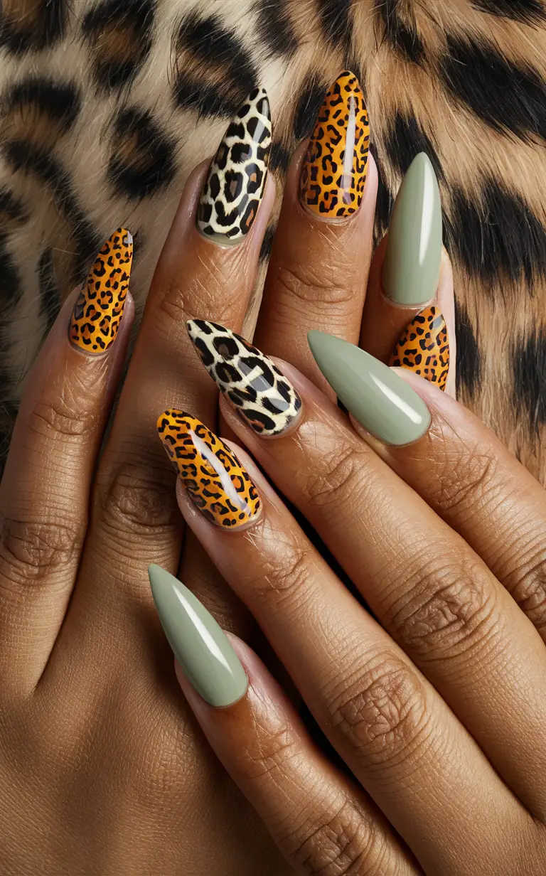 Sage Green with Animal Print