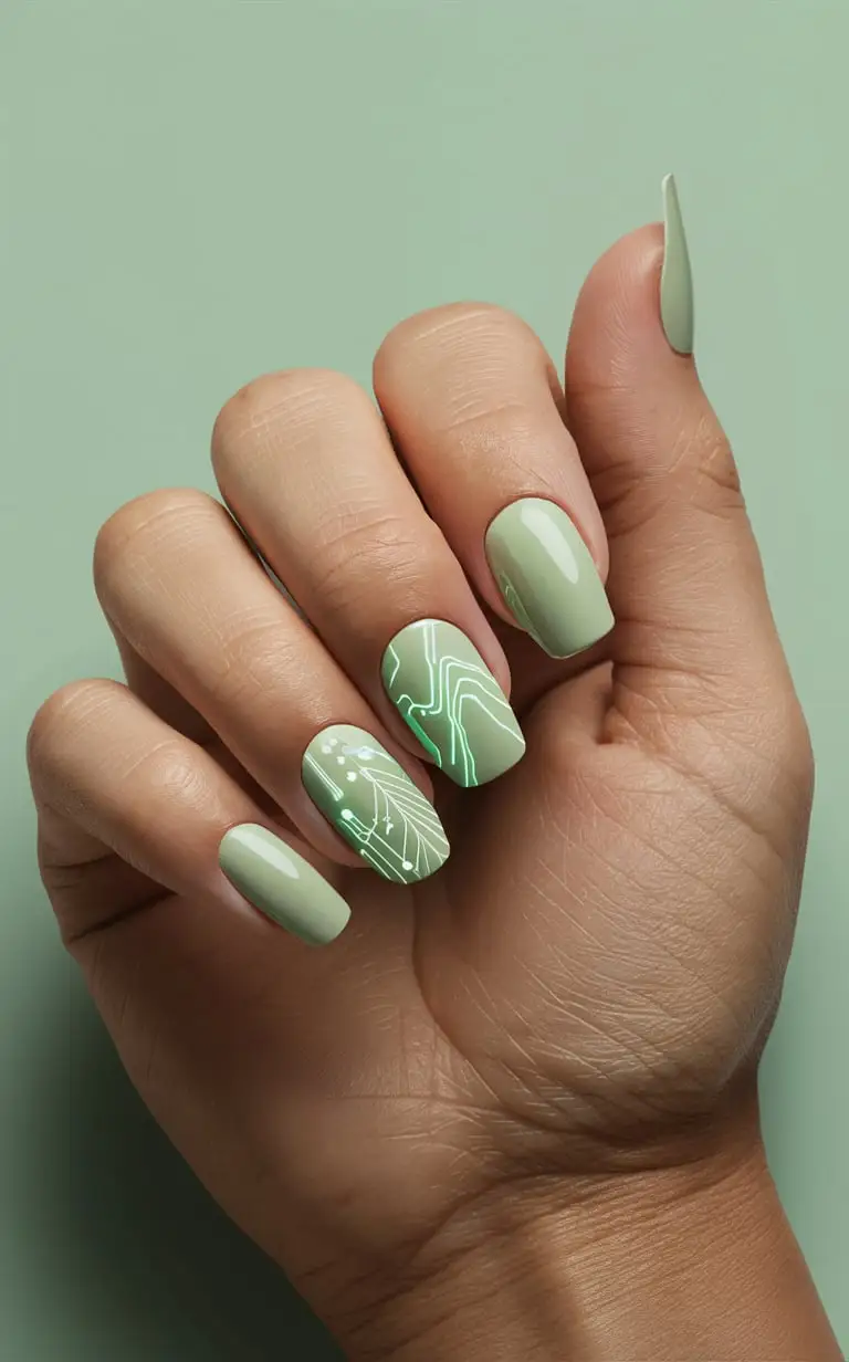 Sage Green with Neon Accents