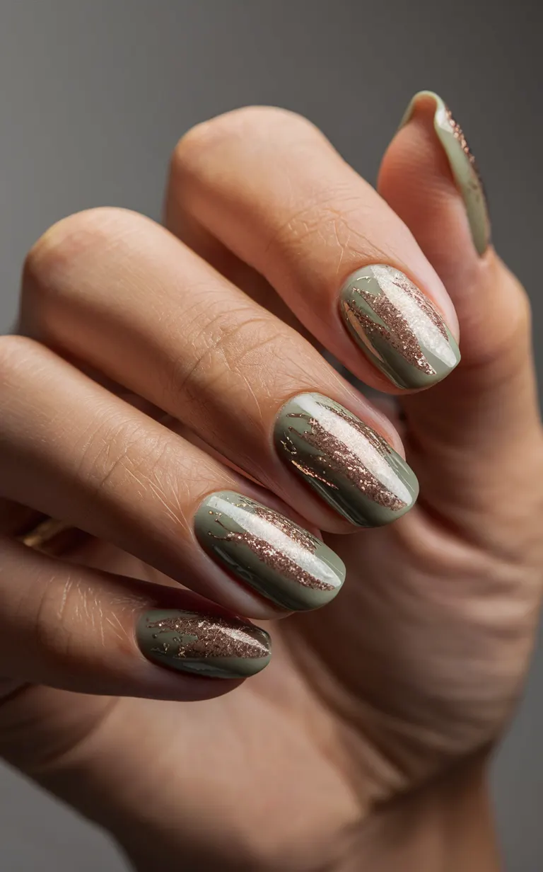 Sage Green and Rose Gold Glitter