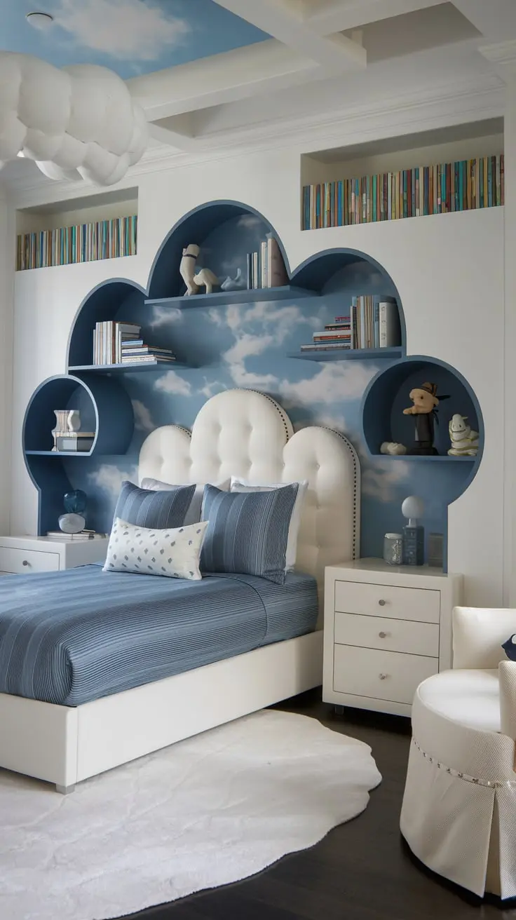 Cloud-shaped bookshelf in Kids Bedroom