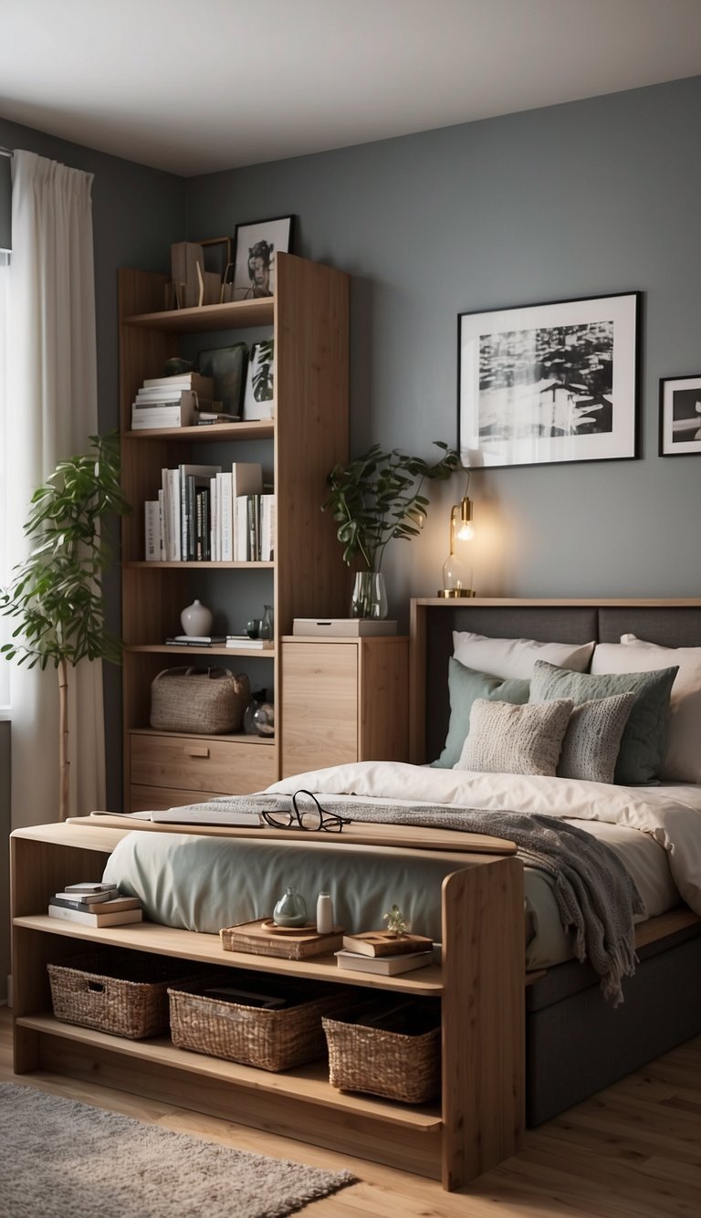 A small bedroom with a compact dresser, neatly organized with 23 bedroom ideas for small rooms