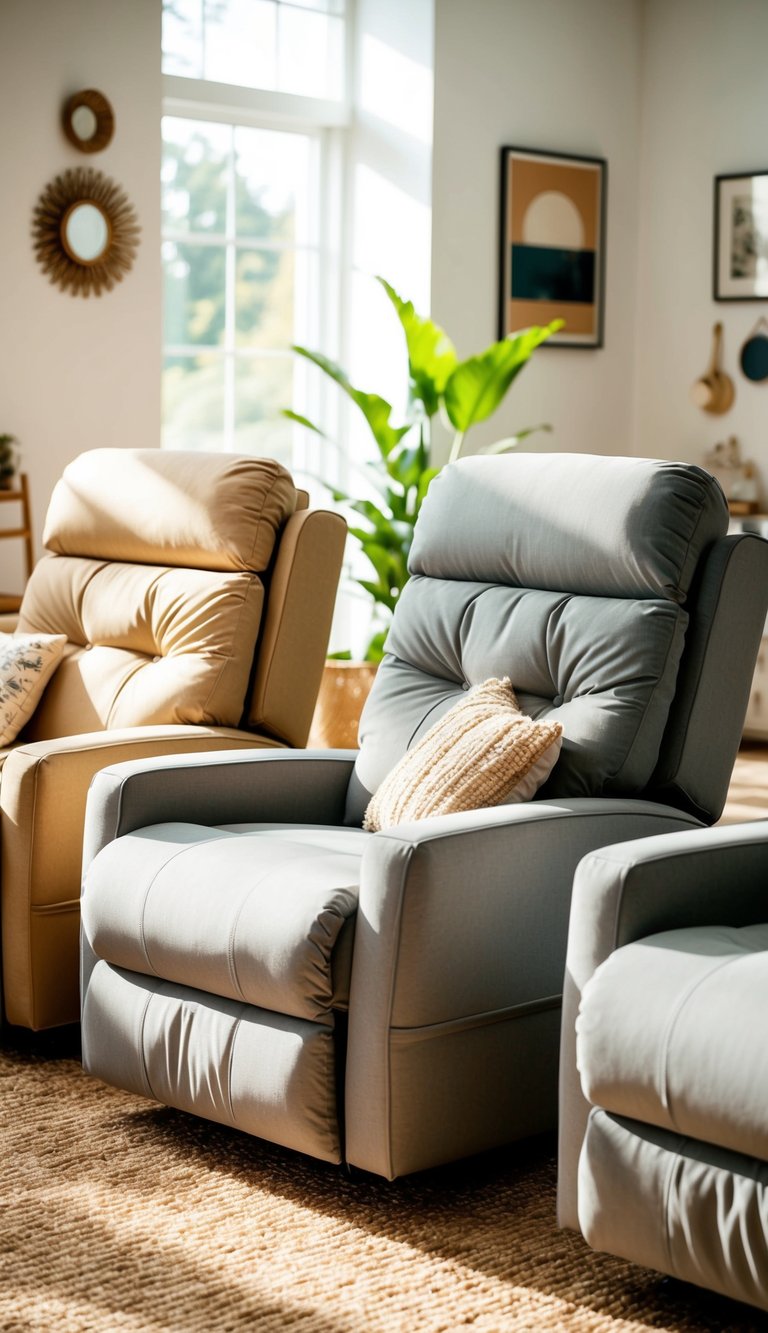 Comfortable recliner seats arranged in a sunlit room with various decor ideas