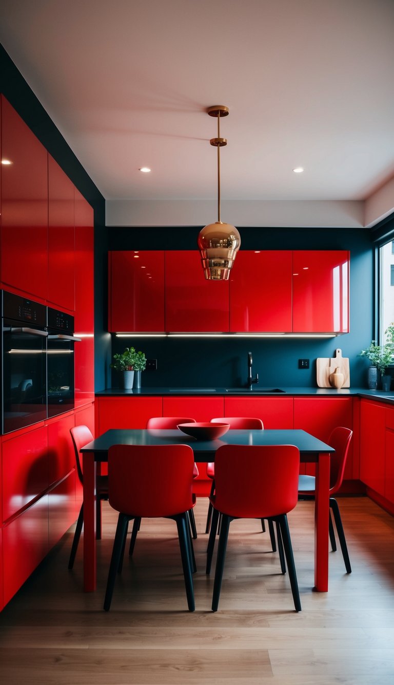 Chic Red Dining Sets for Kitchen Spaces