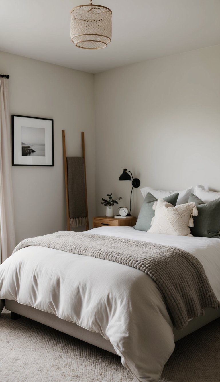A plush duvet cover adorns a cozy guest bedroom with simple decor