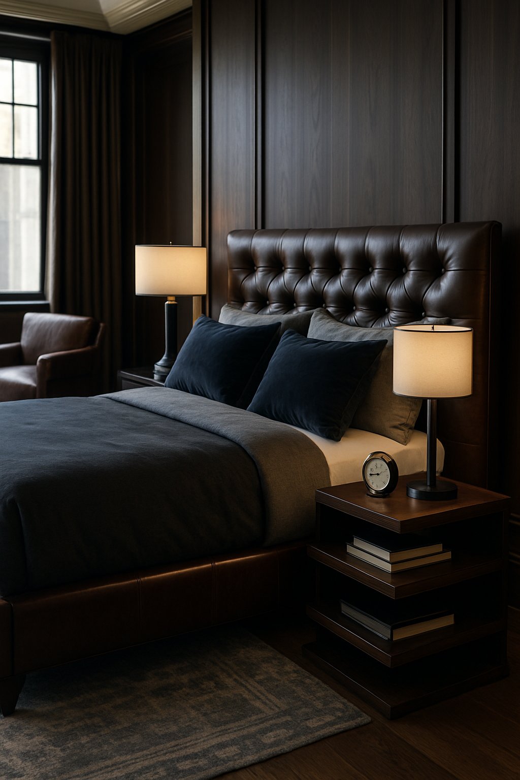 Three tiered side tables in a modern bedroom with different design ideas