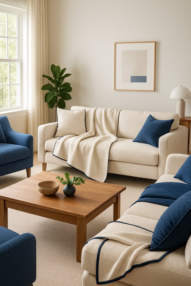 26 Blue and Cream Living Room Ideas That’ll Make Your Space Pop with Style