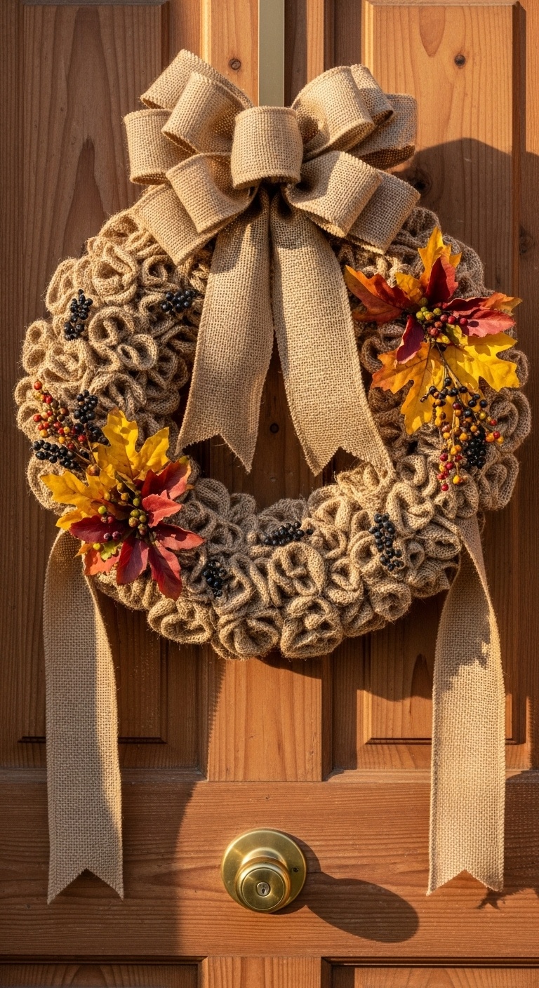 Burlap Rosette and Burlap Bow Wreath
