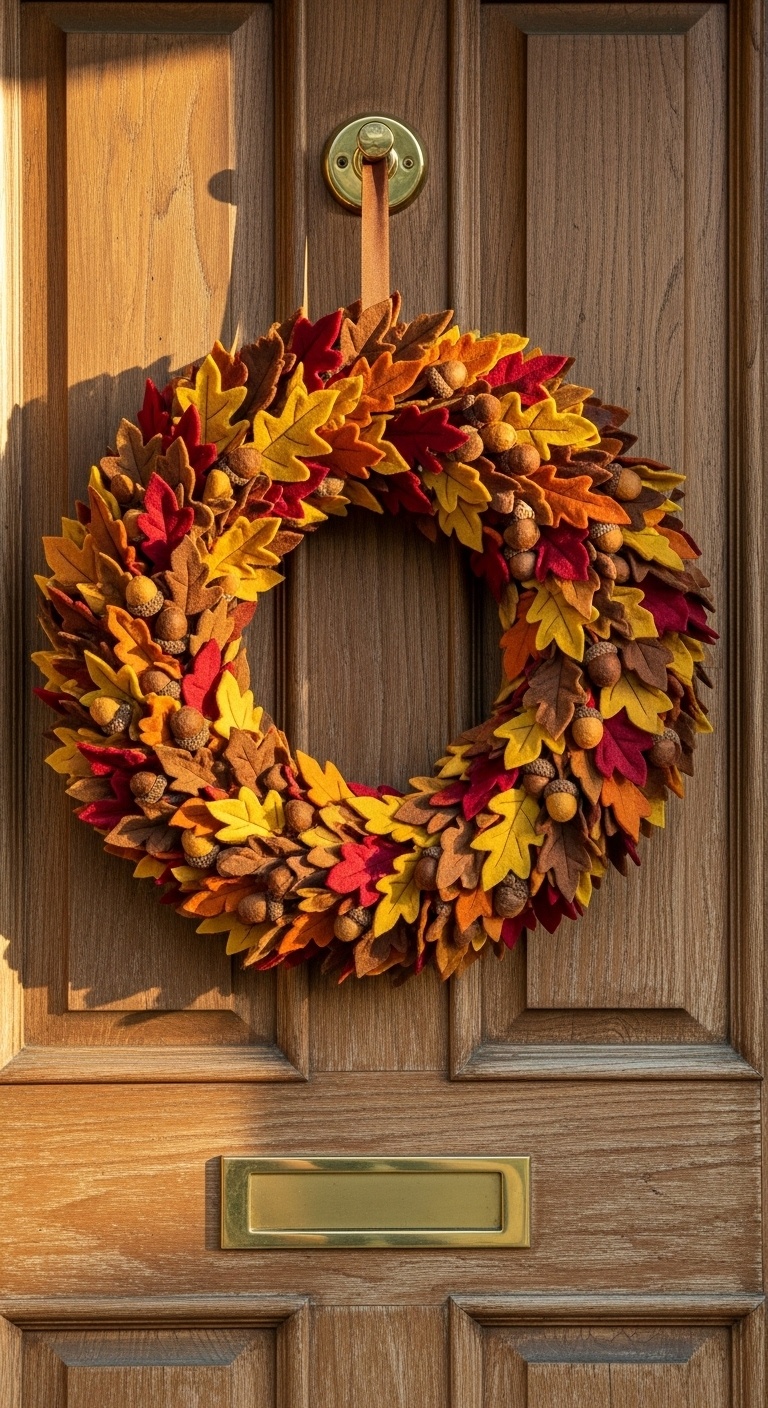 Felt Leaf and Acorn Wreath