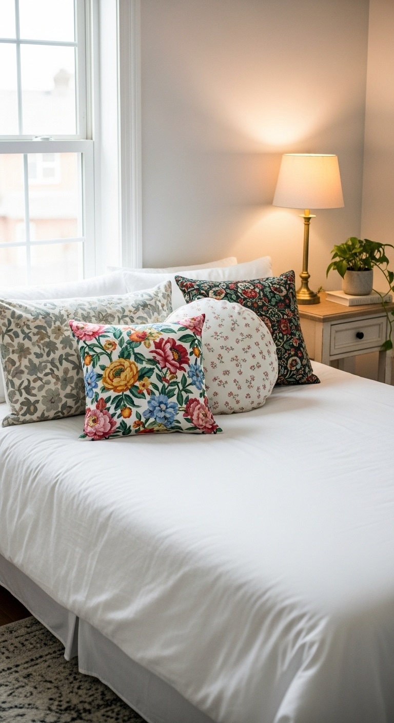 Floral patterned throw pillows