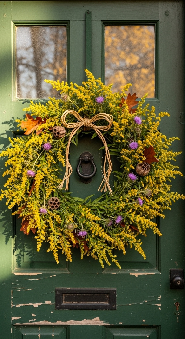 Goldenrod and Thistle Mix Wreath