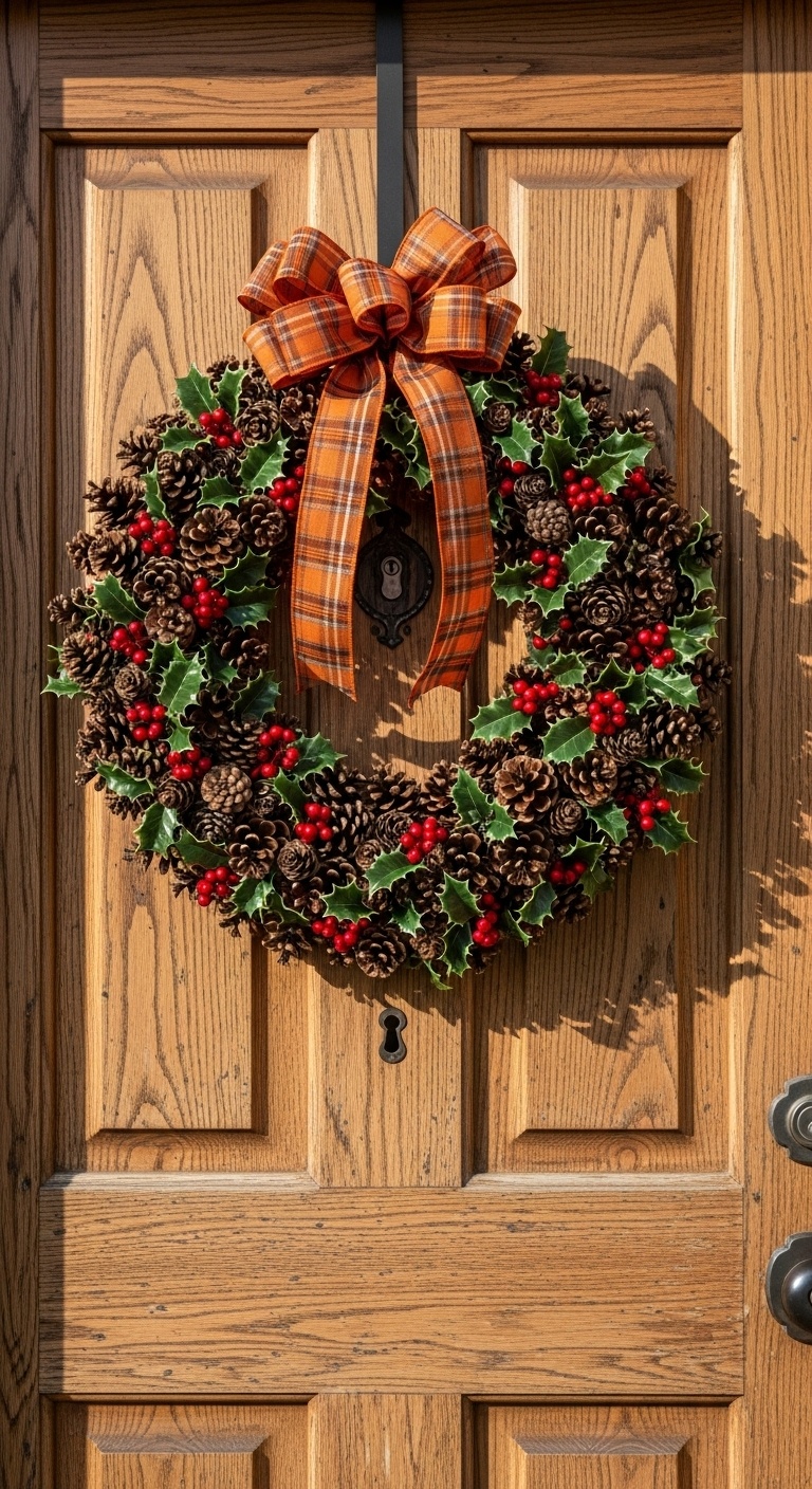 Mini Pinecone and Holly Berry Wreath