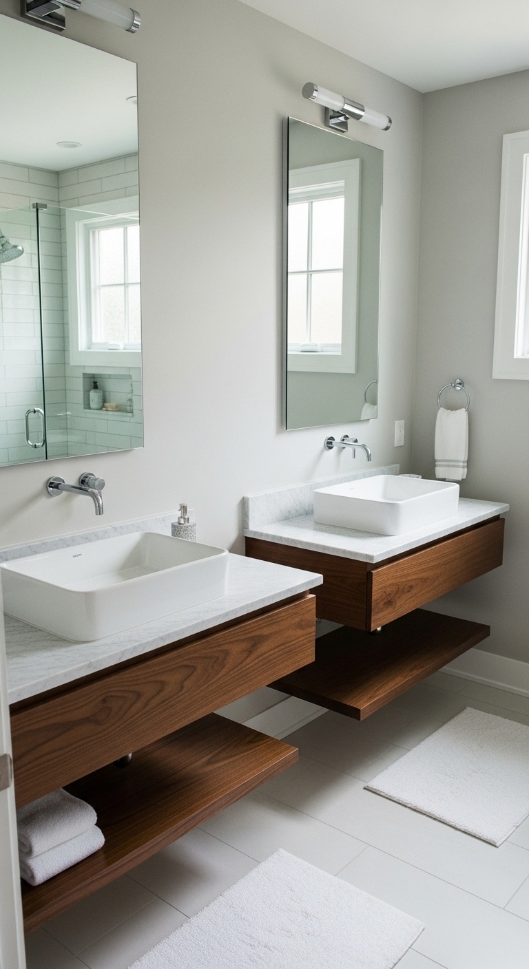 Install floating vanities