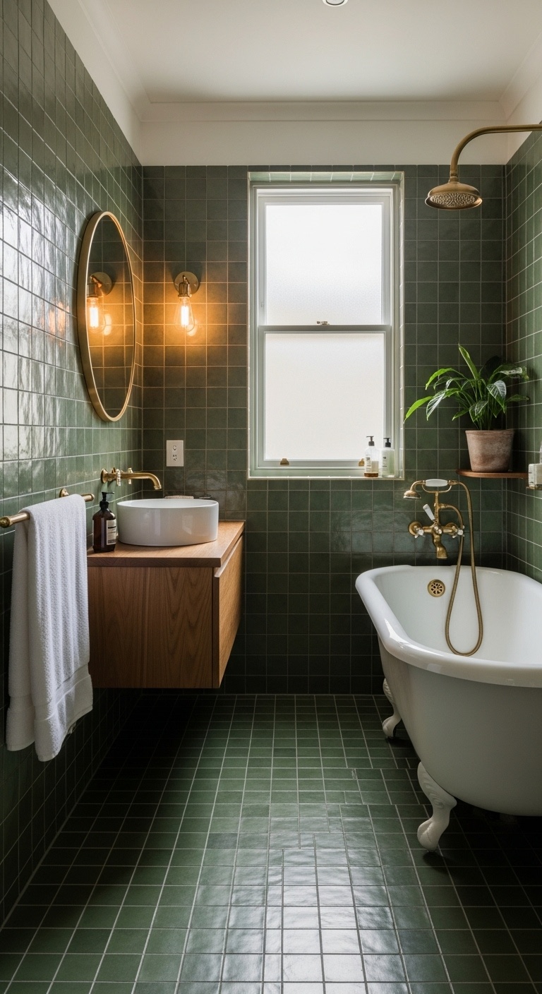 Moss green tiles