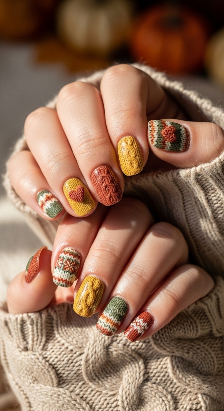Fuzzy sweater nail wraps