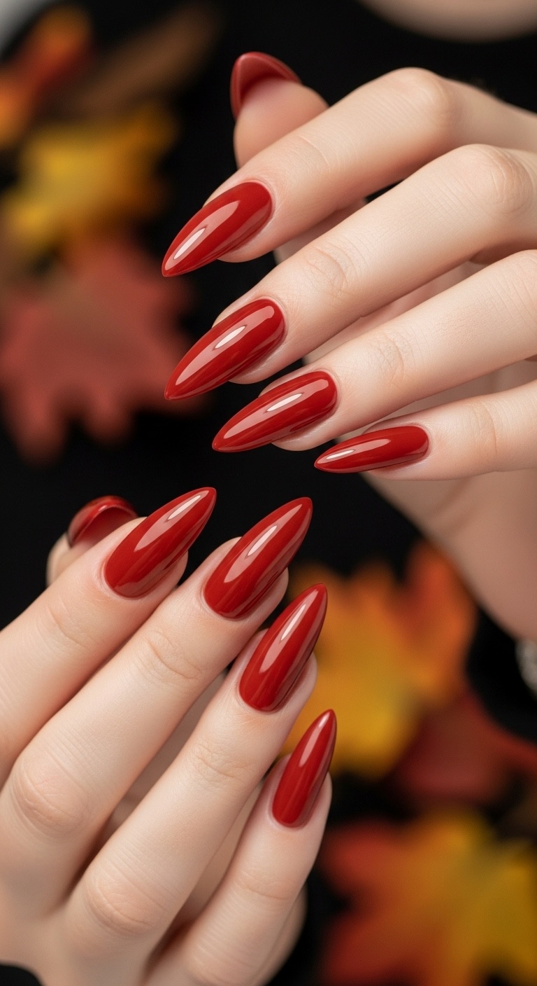 Rust Red Stiletto Nails