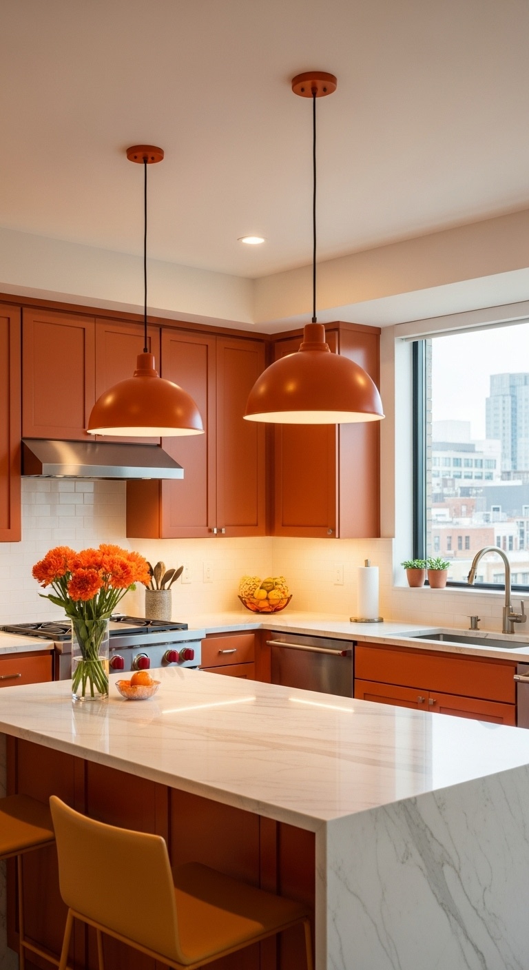 Burnt Orange Pendant Lamps