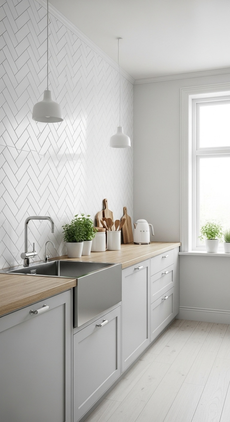 Herringbone Pattern tiles in kitchen