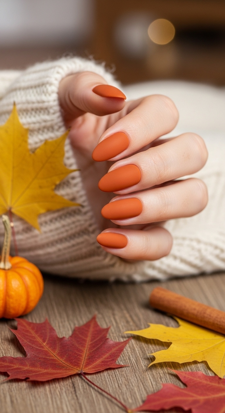 Burnt Orange Matte Nails