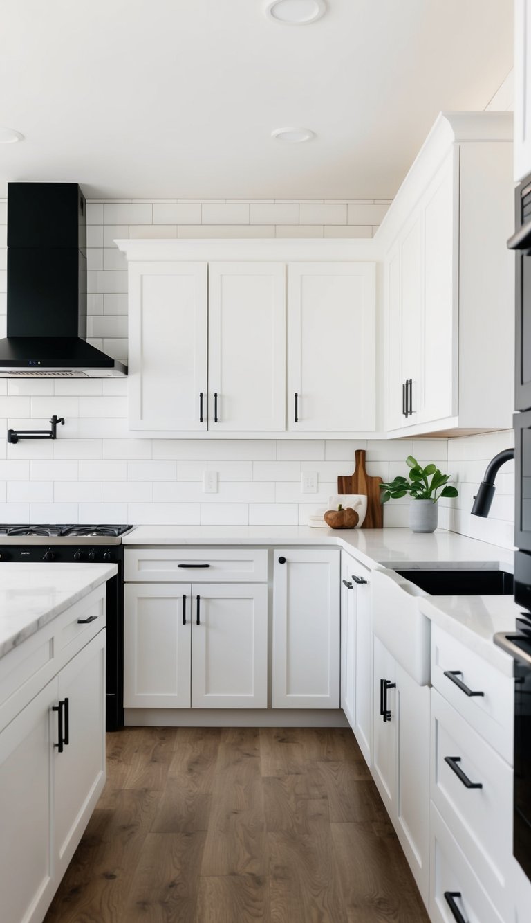 A modern kitchen with a shiplap backsplash in white, featuring clean lines and minimalist design