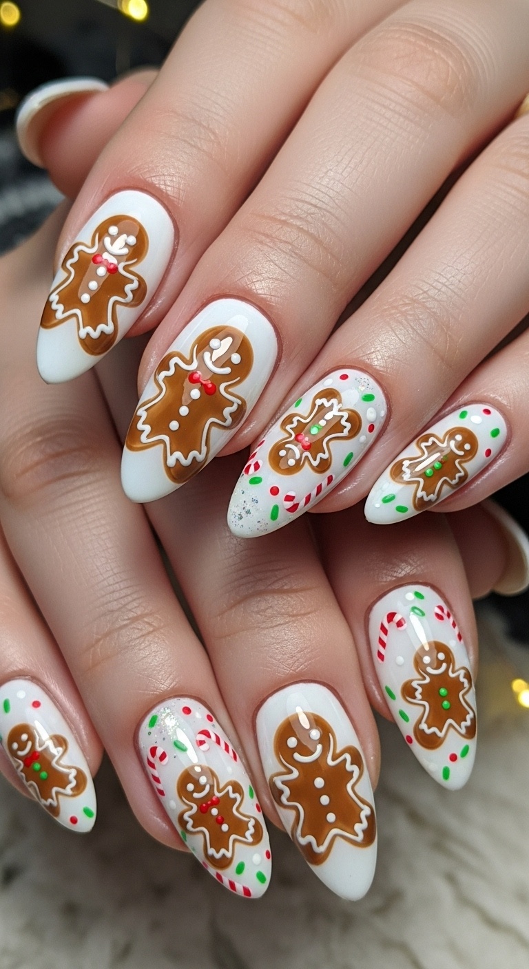 Gingerbread Man Nail Art